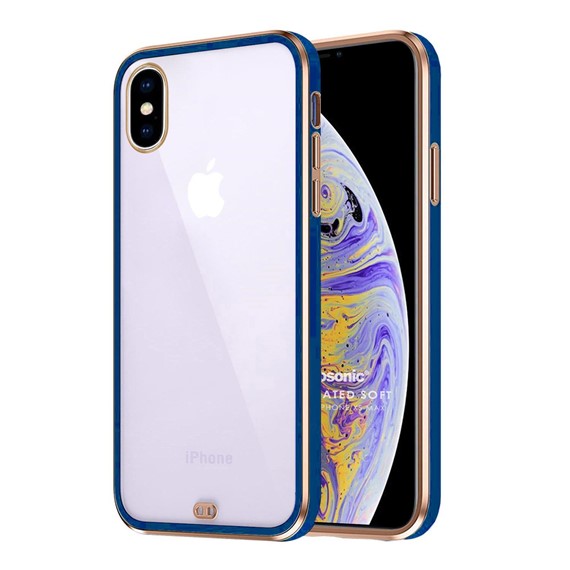 Microsonic Apple iPhone XS Max Kılıf Laser Plated Soft Lacivert 1