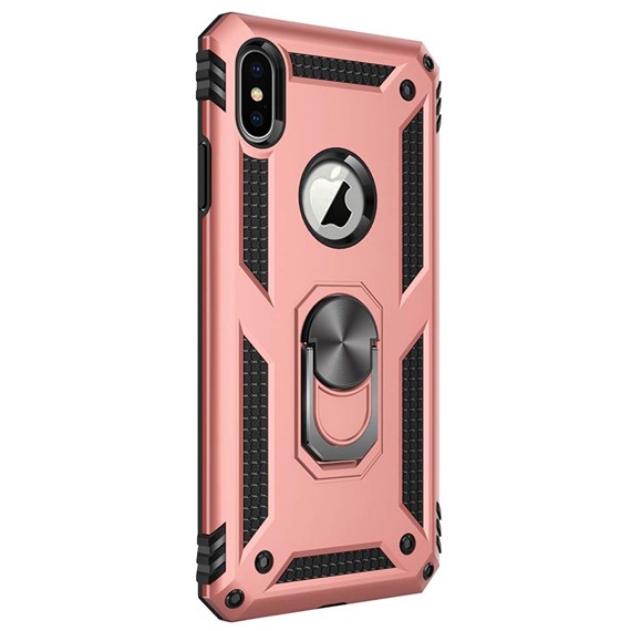 Microsonic Apple iPhone XS Kılıf Military Ring Holder Rose Gold 2