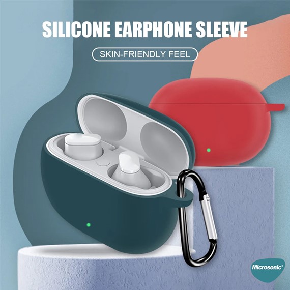 Microsonic Beats Studio Buds Kılıf Askılı Mat Silikon Yeşil 8
