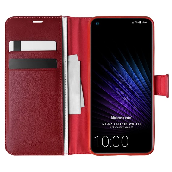 Microsonic Casper Via F20 Kılıf Delux Leather Wallet Kırmızı 1