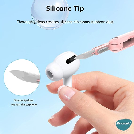 Microsonic Çok Fonksiyonlu Airpods Kulaklık Temizleme Kalemi Pembe 3