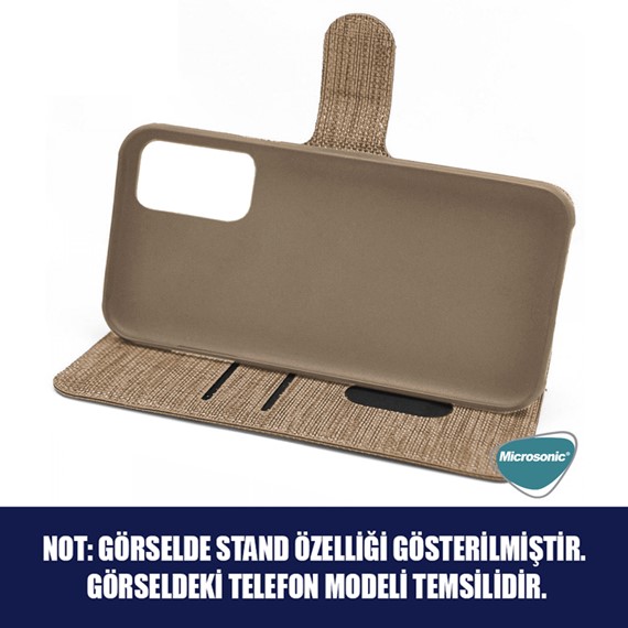 Microsonic Reeder P13 Blue 2021 Kılıf Fabric Book Wallet Gold 3