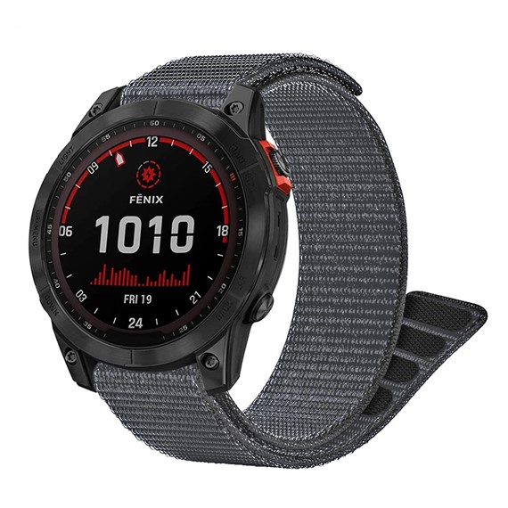 Microsonic Garmin Fenix 5X Plus Titanium Kordon UltraFit Hasırlı Woven Gri 1