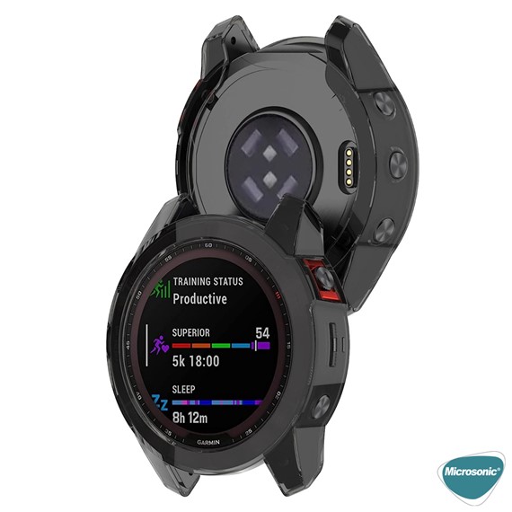 Microsonic Garmin Fenix 6 Pro Kılıf 360 Full Round Soft Silicone Füme 3