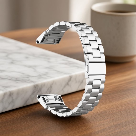 Microsonic Garmin Fenix 5X Metal Stainless Steel Kordon Gümüş 4