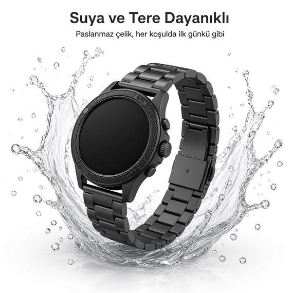 Microsonic Garmin Fenix 5X Plus Metal Stainless Steel Kordon Siyah 4