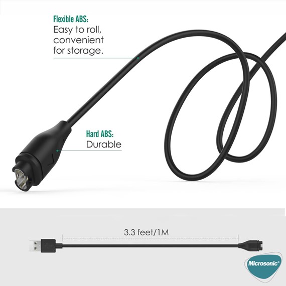 Microsonic Garmin Venu 3S Manyetik USB Şarj Kablosu Siyah 3
