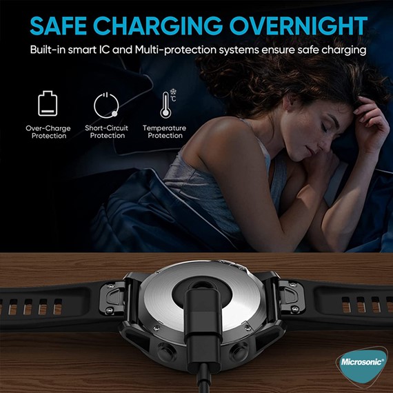Microsonic Garmin Fenix 6 Sapphire Titanium Taşınabilir Şarj Dönüştürücü Adaptörü Type-C 6