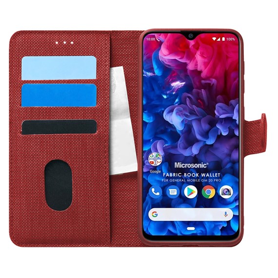 Microsonic General Mobile GM 20 Pro Kılıf Fabric Book Wallet Kırmızı 1