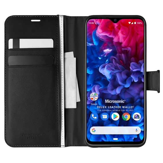 Microsonic General Mobile GM 20 Pro Kılıf Delux Leather Wallet Siyah 1