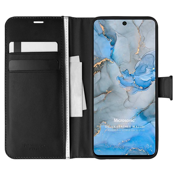 Microsonic General Mobile GM 22 Plus Kılıf Delux Leather Wallet Siyah 1