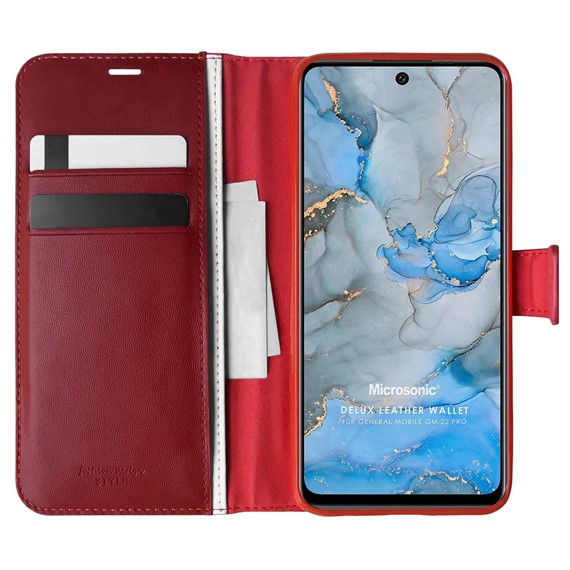 Microsonic General Mobile GM 22 Pro Kılıf Delux Leather Wallet Kırmızı 1