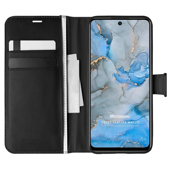 Microsonic General Mobile GM 22 Pro Kılıf Delux Leather Wallet Siyah 1