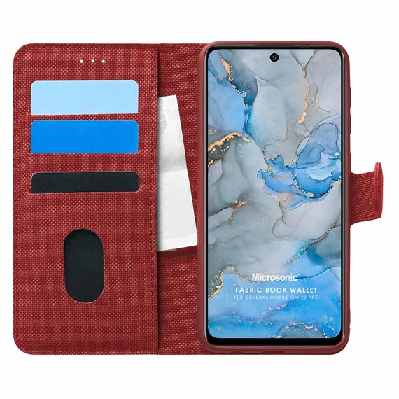 Microsonic General Mobile GM 22 Pro Kılıf Fabric Book Wallet Kırmızı 1
