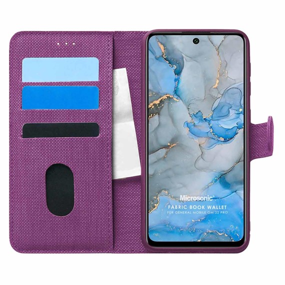 Microsonic General Mobile GM 22 Pro Kılıf Fabric Book Wallet Mor 1