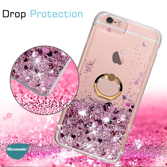 Microsonic Samsung Galaxy M10s Kılıf Glitter Liquid Holder Mor 5