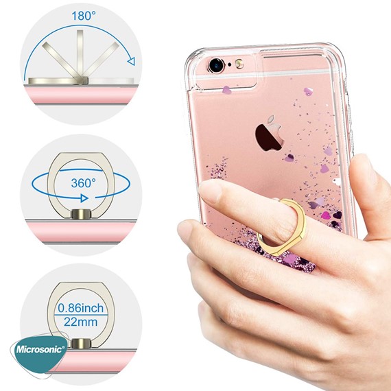 Microsonic Apple iPhone 14 Pro Max Kılıf Glitter Liquid Holder Gold 6