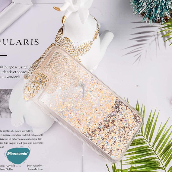 Microsonic Samsung Galaxy A52s Kılıf Glitter Liquid Holder Gold 8