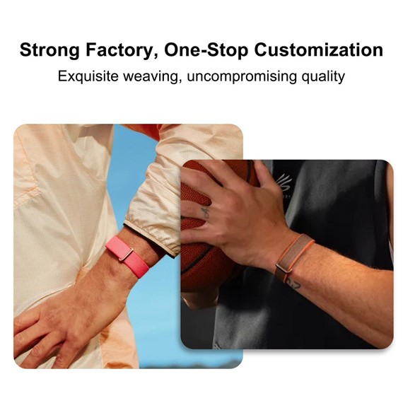 Microsonic Google Fitbit Air Kordon Hasırlı Kordon Woven Sport Loop Turuncu 2