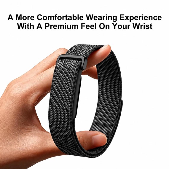 Microsonic Google Fitbit Air Kordon Hasırlı Kordon Woven Sport Loop Turuncu 3