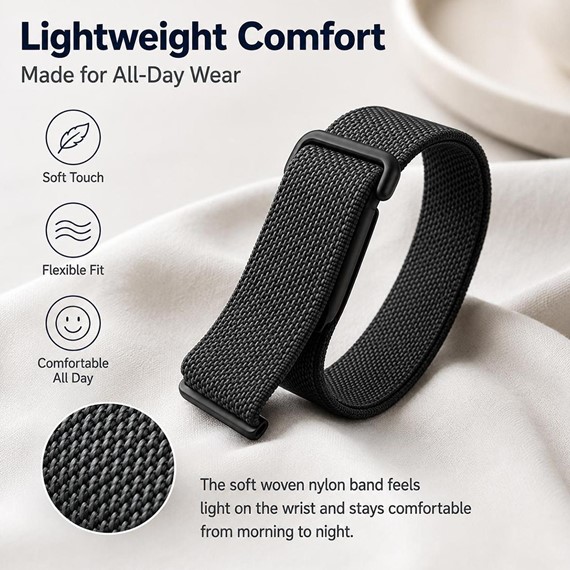 Microsonic Google Fitbit Air Kordon Hasırlı Kordon Woven Sport Loop Turuncu 7