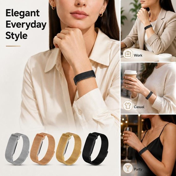 Microsonic Google Fitbit Air Kordon Milanese Loop Kordon Siyah 7