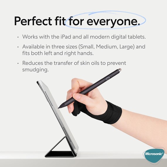 Microsonic Grafik Tablet Çizim Eldiveni Medium Size Siyah 4