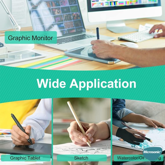 Microsonic Grafik Tablet Çizim Eldiveni Medium Size Siyah 5