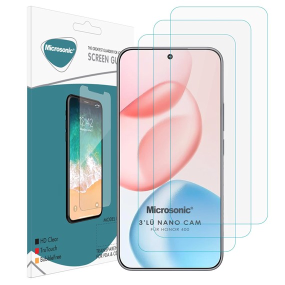Microsonic Honor 400 Screen Protector Nano Glass Cam Ekran Koruyucu 3 lü Paket 2
