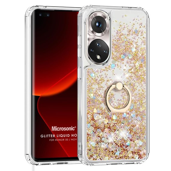 Microsonic Honor 50 Kılıf Glitter Liquid Holder Gold 1