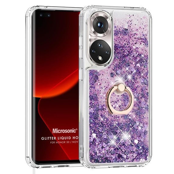 Microsonic Honor 90 Kılıf Glitter Liquid Holder Mor 1
