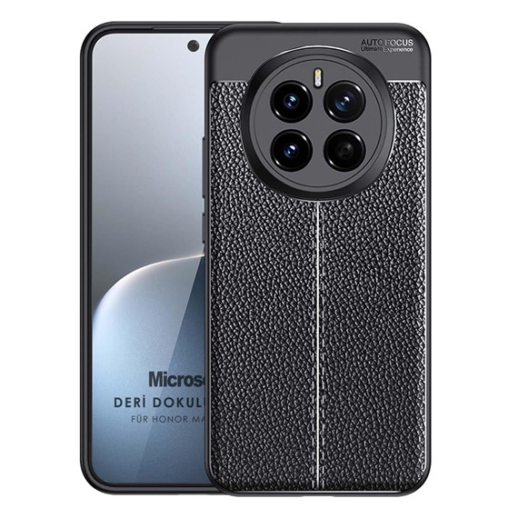 Microsonic Honor Magic 7 Pro Kılıf Deri Dokulu Silikon Siyah 1