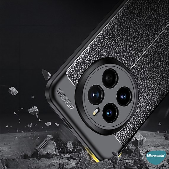 Microsonic Honor Magic 7 Pro Kılıf Deri Dokulu Silikon Siyah 2