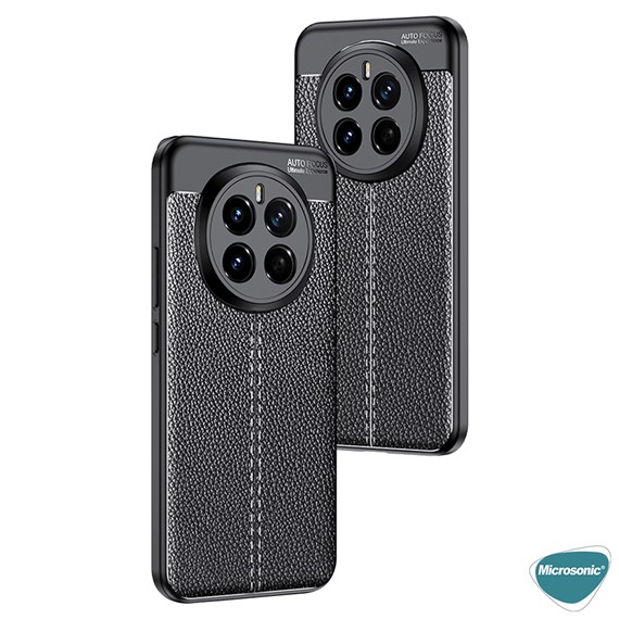 Microsonic Honor Magic 7 Pro Kılıf Deri Dokulu Silikon Siyah 4