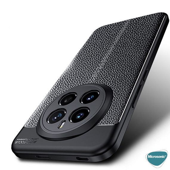 Microsonic Honor Magic 7 Pro Kılıf Deri Dokulu Silikon Siyah 5