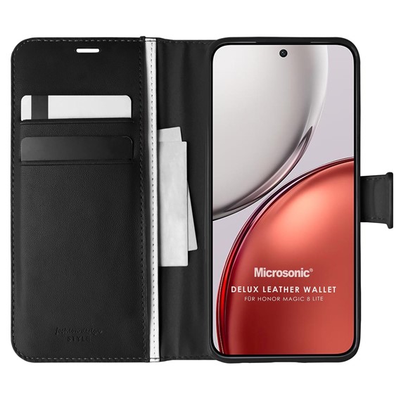 Microsonic Honor Magic 8 Lite Kılıf Delux Leather Wallet Siyah 1