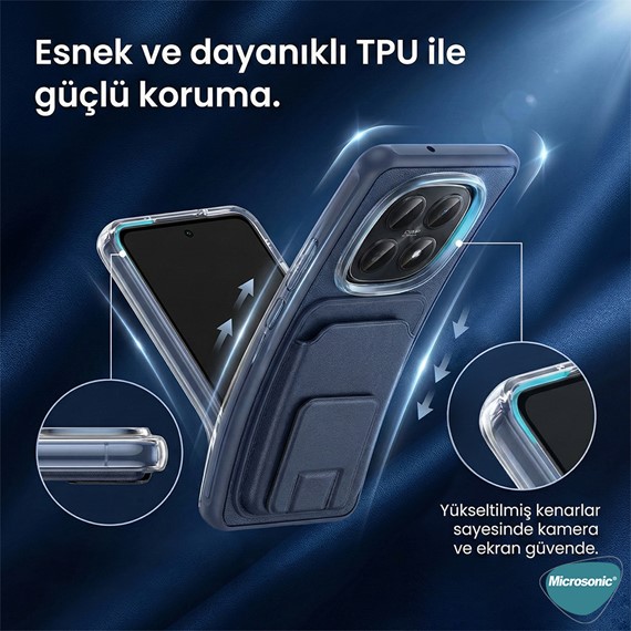 Microsonic Xiaomi Redmi Note 15 Pro Plus 5G Kılıf PocketPro Litchi Lacivert 5