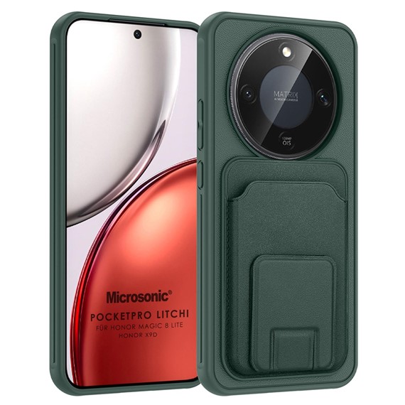 Microsonic Honor Magic 8 Lite Kılıf PocketPro Litchi Koyu Yeşil 1