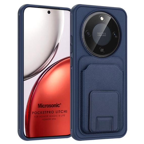 Microsonic Honor Magic 8 Lite Kılıf PocketPro Litchi Lacivert 1
