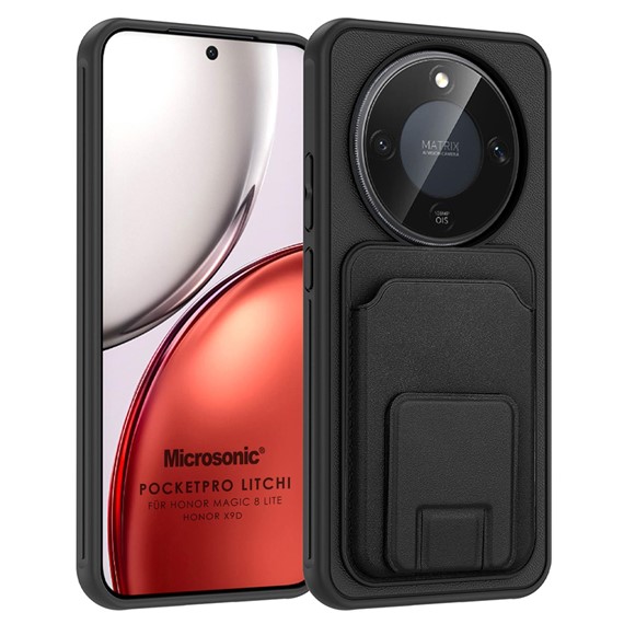 Microsonic Honor Magic 8 Lite Kılıf PocketPro Litchi Siyah 1