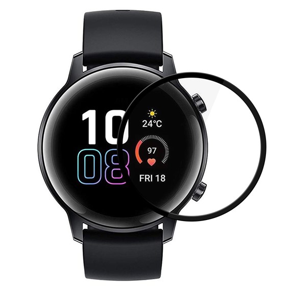 Microsonic Huawei Honor Magic Watch 2 42mm Tam Kaplayan Temperli Cam Full Ekran Koruyucu Siyah 1