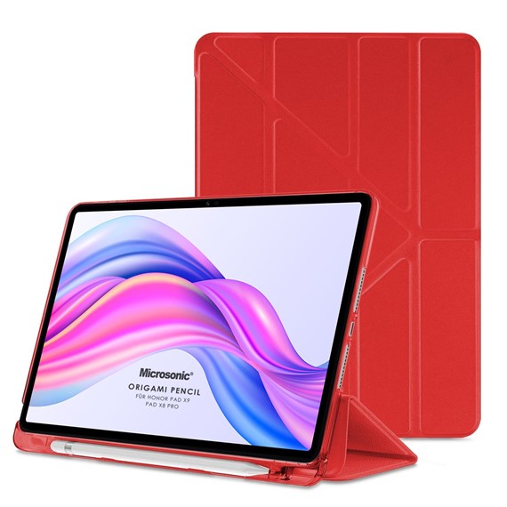 Microsonic Honor Pad X8 Pro Kılıf Origami Pencil Kırmızı 1