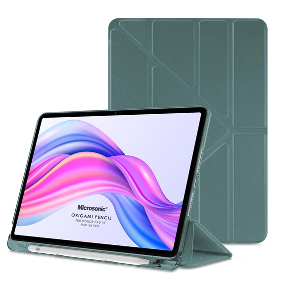 Microsonic Honor Pad X8 Pro Kılıf Origami Pencil Koyu Yeşil 1