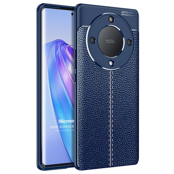 Microsonic Honor X9A Kılıf Deri Dokulu Silikon Lacivert 1