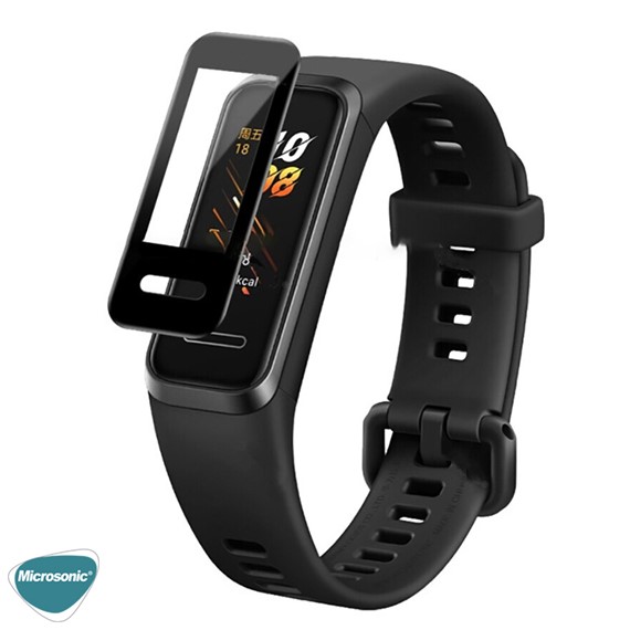 Microsonic Huawei Band 4 Tam Kaplayan Temperli Cam Full Ekran Koruyucu Siyah 2