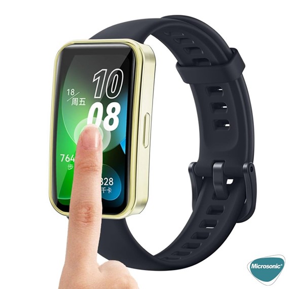 Microsonic Huawei Band 9 Kılıf 360 Full Round Soft Silicone Gold 5