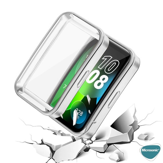 Microsonic Huawei Band 9 Kılıf 360 Full Round Soft Silicone Gümüş 4
