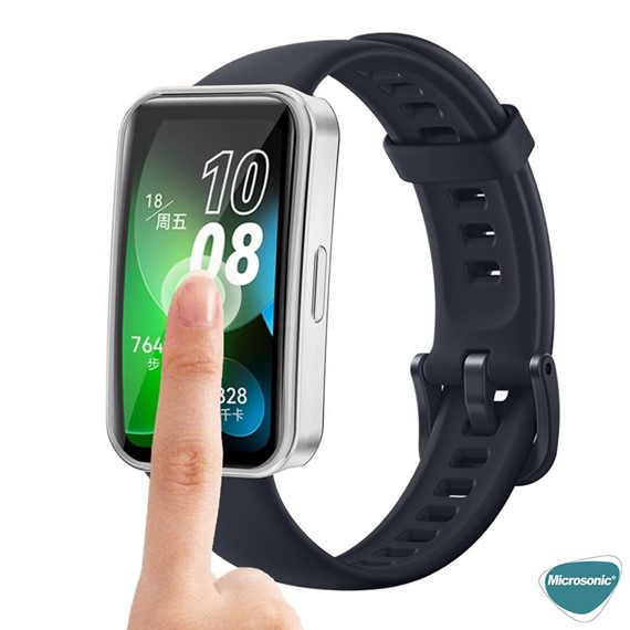 Microsonic Huawei Band 9 Kılıf 360 Full Round Soft Silicone Gümüş 5
