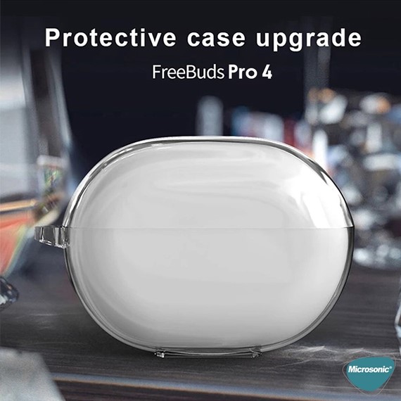 Microsonic Huawei FreeBuds Pro 4 Kılıf Transparent Clear Soft Şeffaf 3