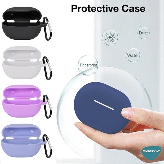 Microsonic Huawei FreeBuds Pro 5 Kılıf Askılı Mat Silikon Siyah 2